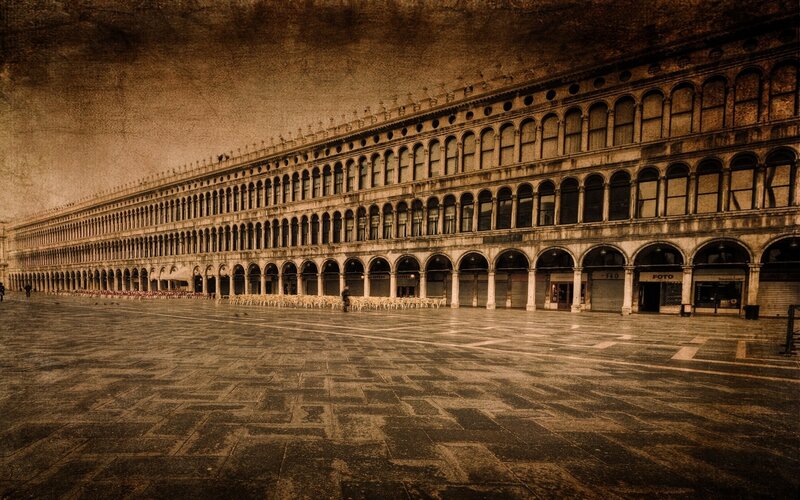Empty Piazza with historic buildings