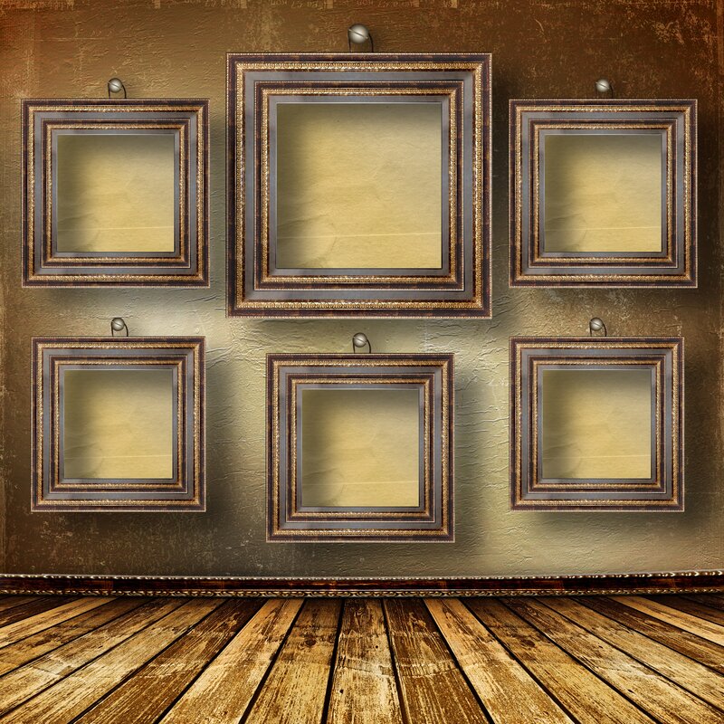 empty picture frames on wall