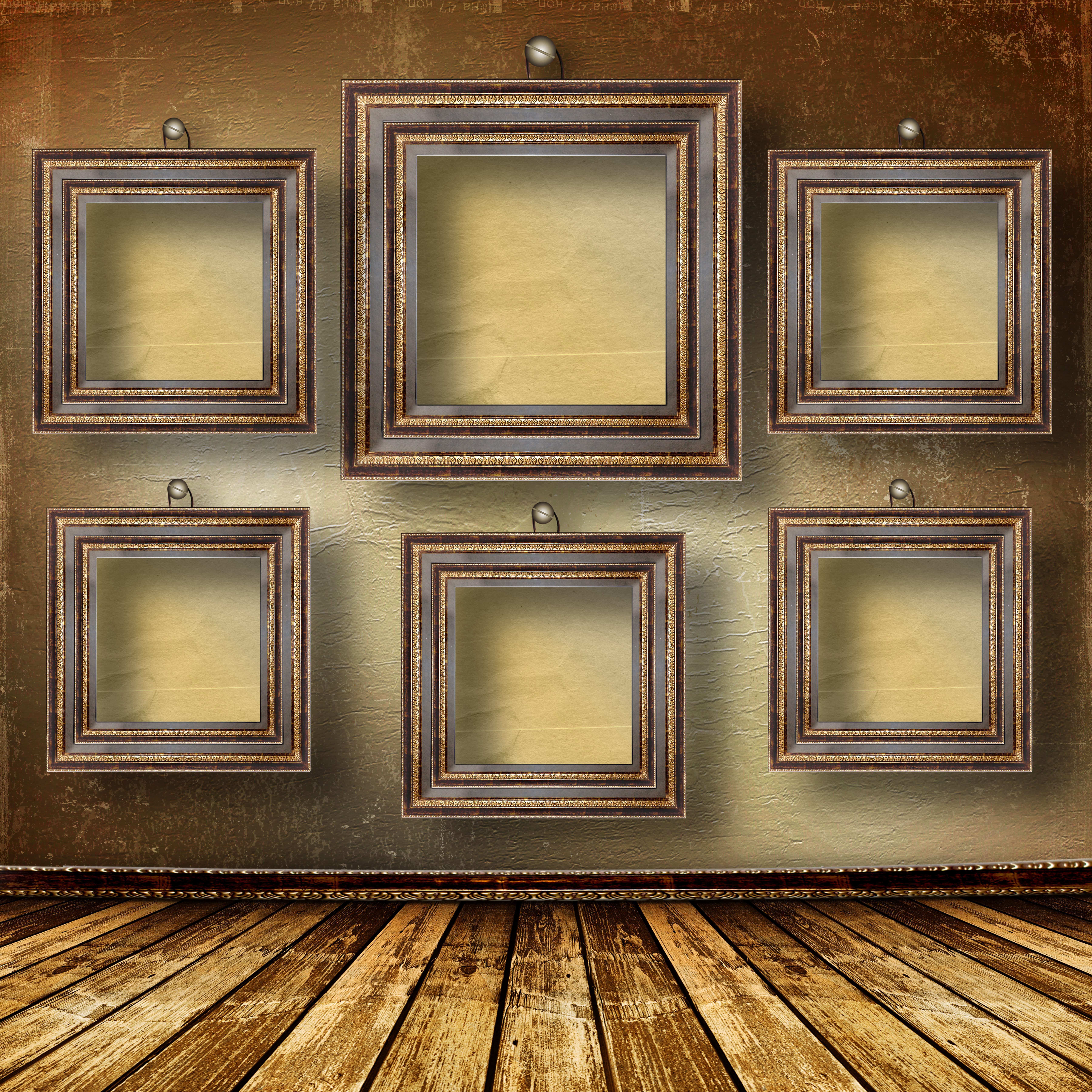 empty picture frames on wall