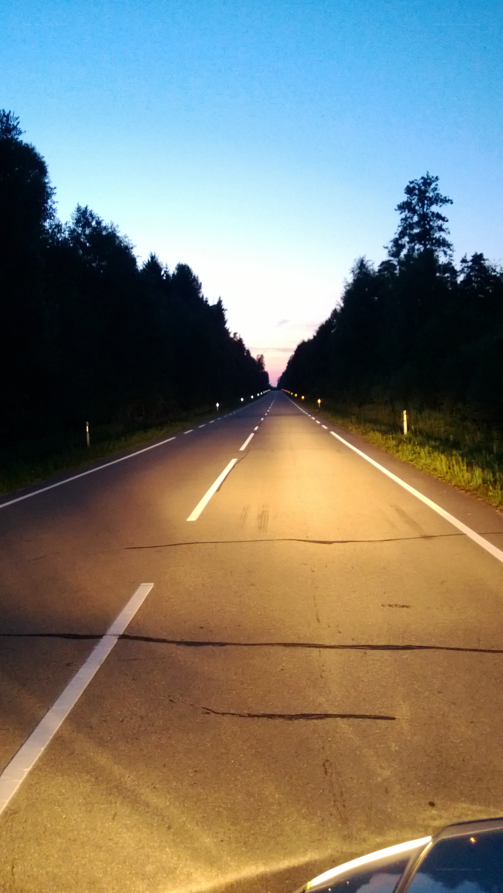Empty road at dusk