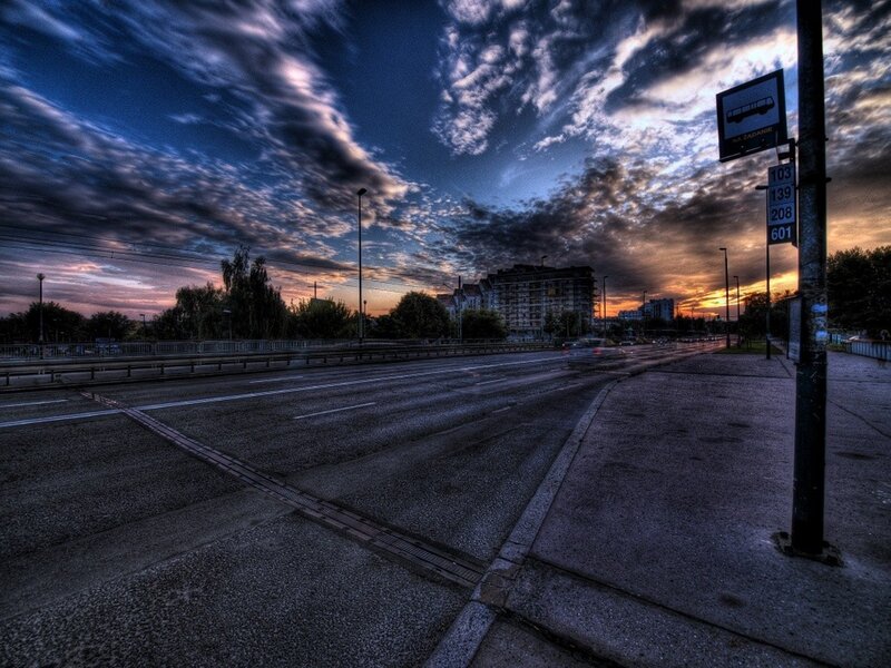 Empty Road at Dusk — Blue, Dramatic, Sunset