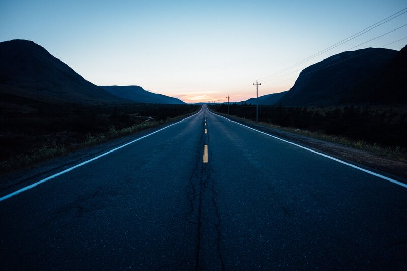 Empty Road at Dusk — Blue