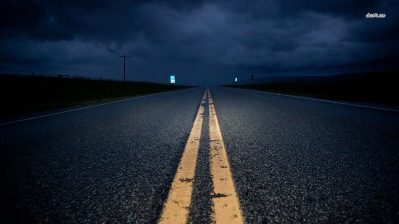 Empty Road at Night — Black, Dramatic