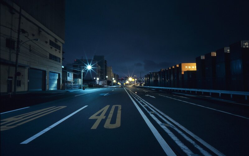 Empty Road at Night — Blue, Dark