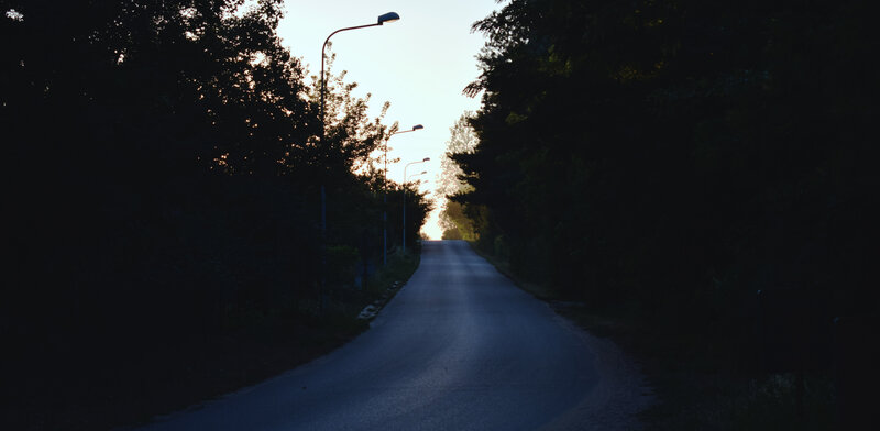 Empty Road at Sunrise — Black, Serene