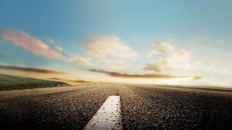 Empty Road at Sunset — Clouds