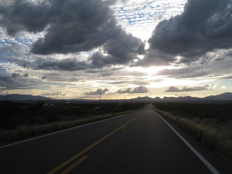 Empty Road at Sunset — Gray