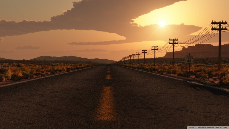 Empty Road at Sunset — Orange, Serene