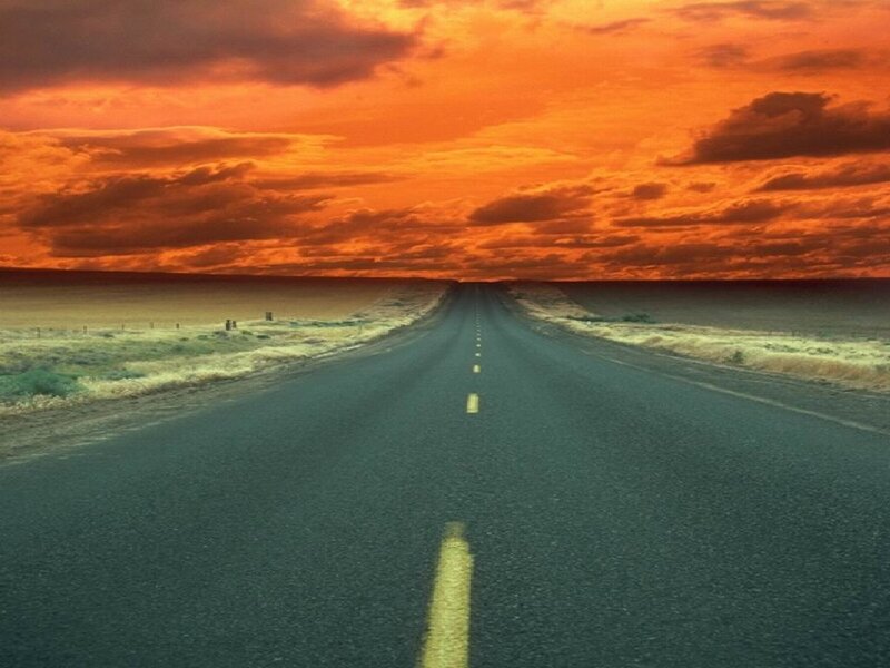 Empty Road at Sunset — Orange