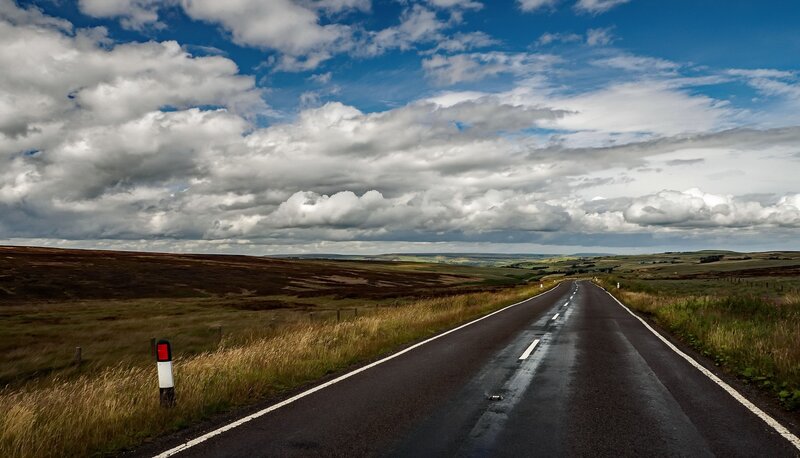 Empty Road in Countryside — Blue, Dramatic