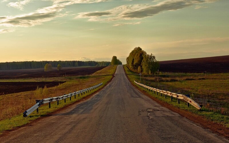 Empty Road in Countryside — Green