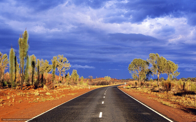 Empty Road in Desert — Blue, Dramatic, Afternoon, Photograph