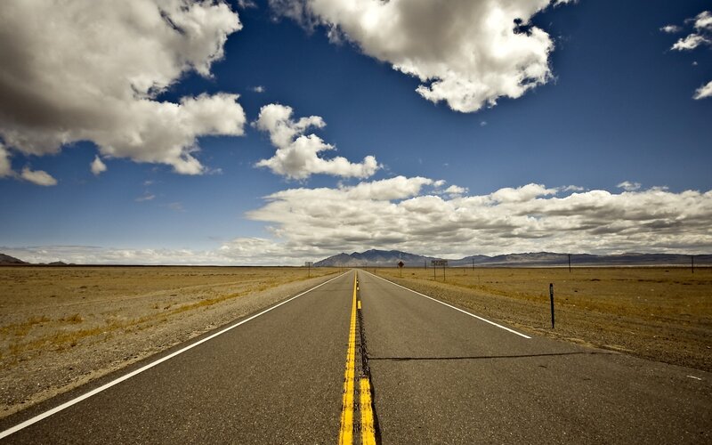 Empty Road in Desert — Blue, Open