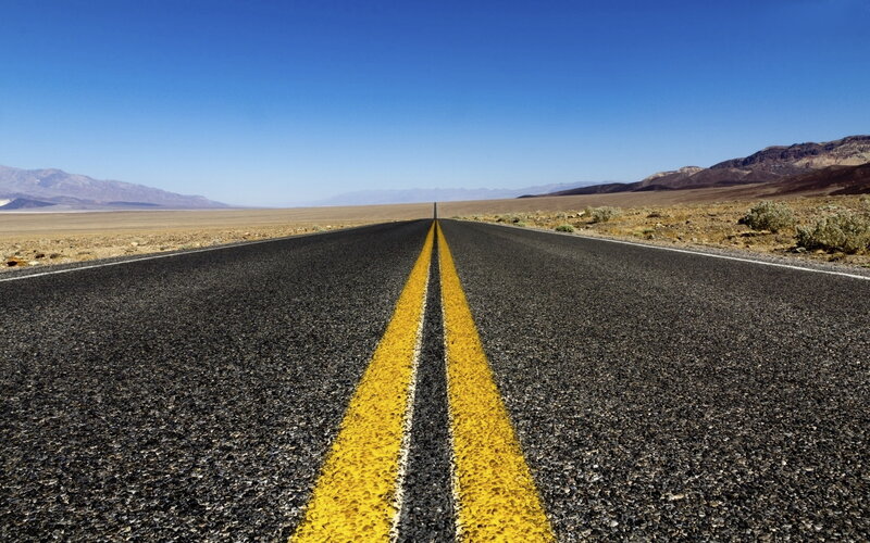 Empty Road in Desert — Blue, Serene