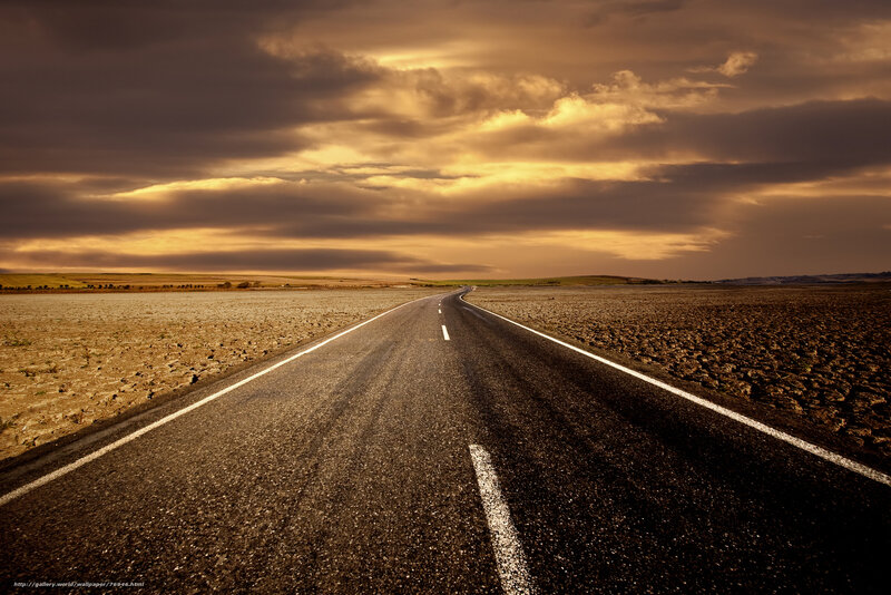Empty Road in Desert — Brown
