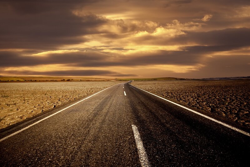 Empty Road in Desert — Dramatic
