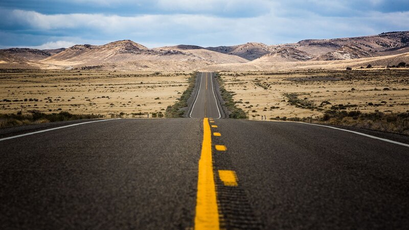 Empty Road in Desert — Yellow, Serene, Afternoon