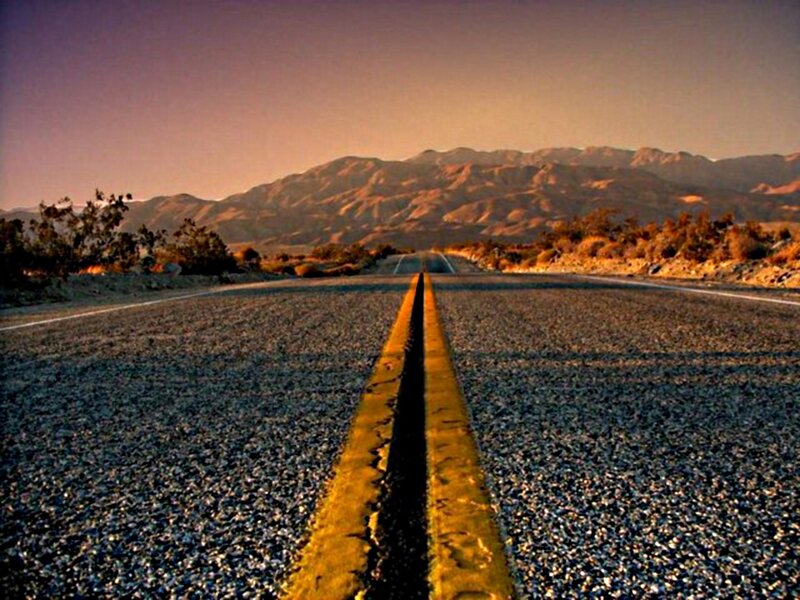 Empty Road in Desert — Yellow