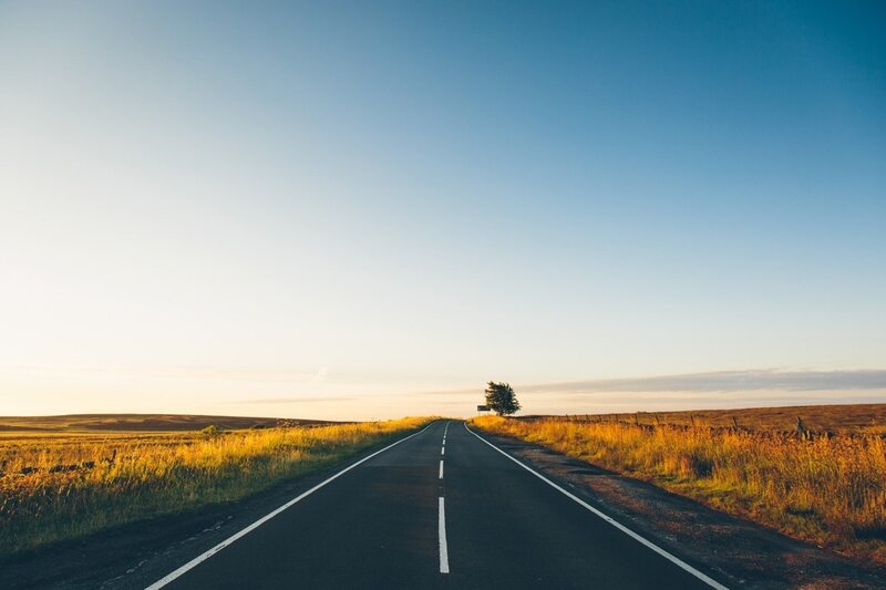 Empty Road in Field — Blue