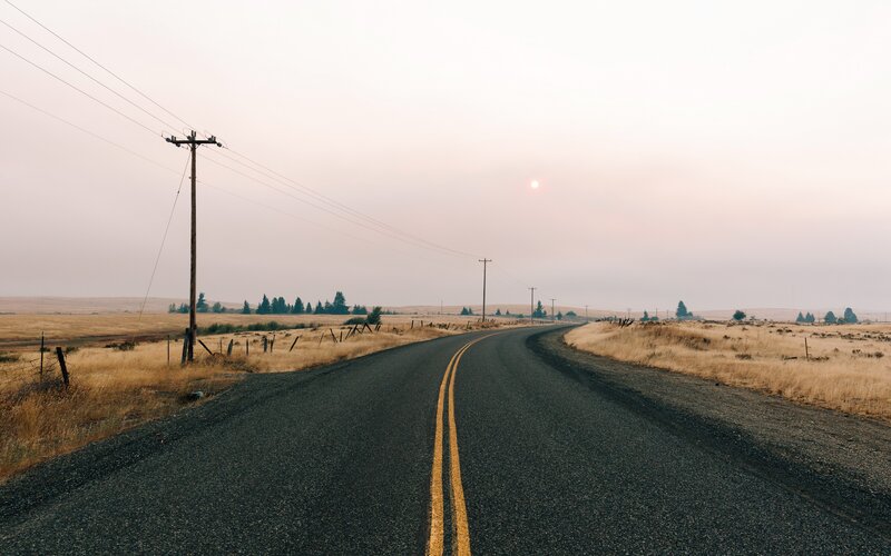 Empty Road in Field — Gray