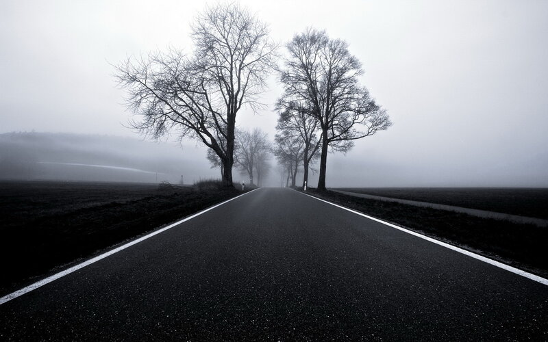 Empty Road in Fog — Black