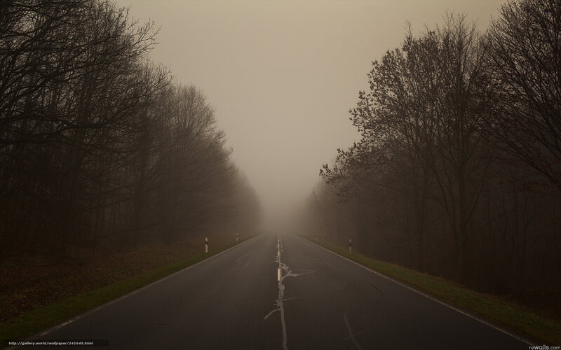 Empty Road in Fog — Gray, Dreary