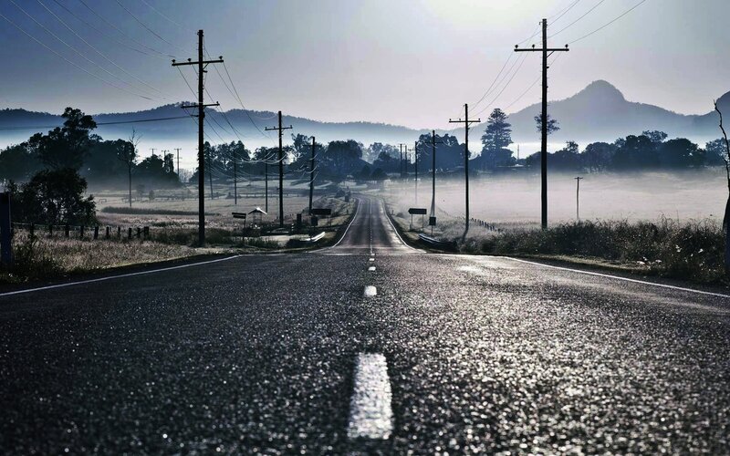 Empty Road in Fog — Gray, Serene
