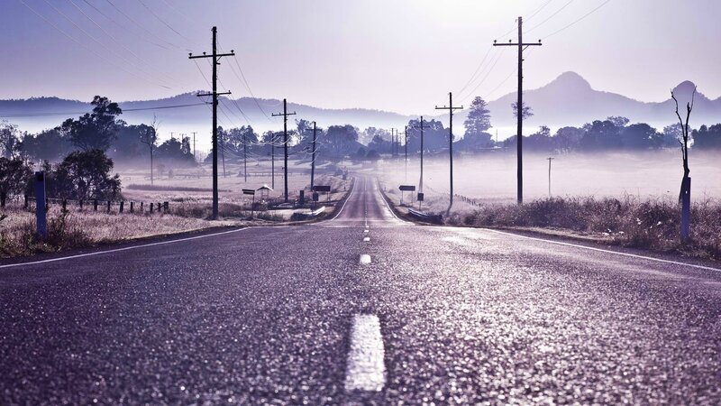 Empty Road in Fog — Purple, Serene