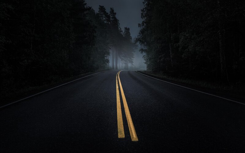 Empty Road in Forest — Black