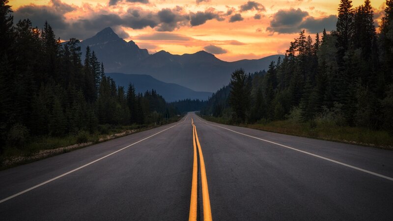 Empty Road in Mountains — Orange, Serene