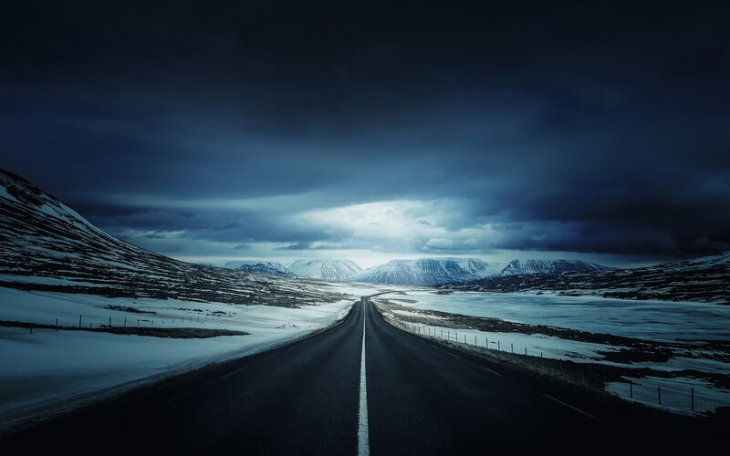 Empty Road in Snow
