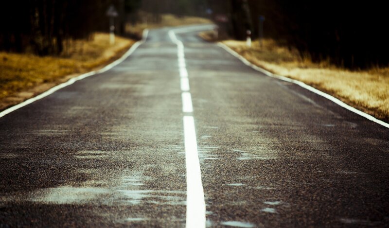 empty road in the forest