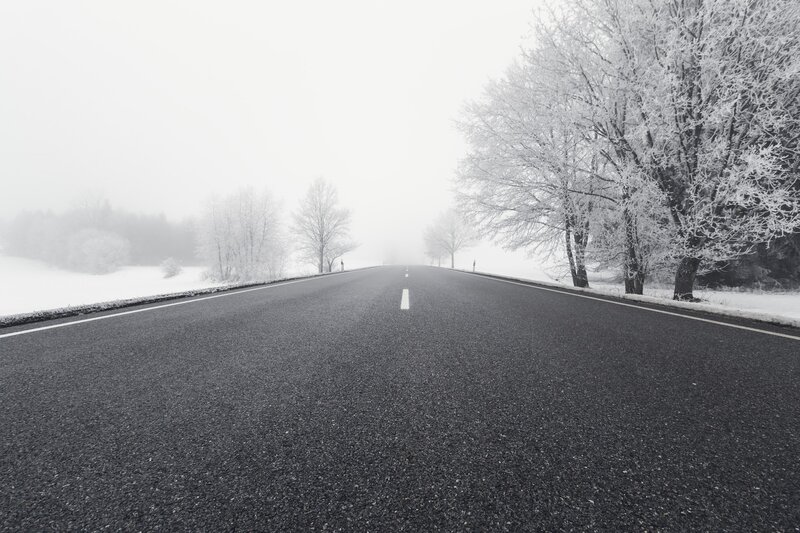 Empty Road in Winter — Black