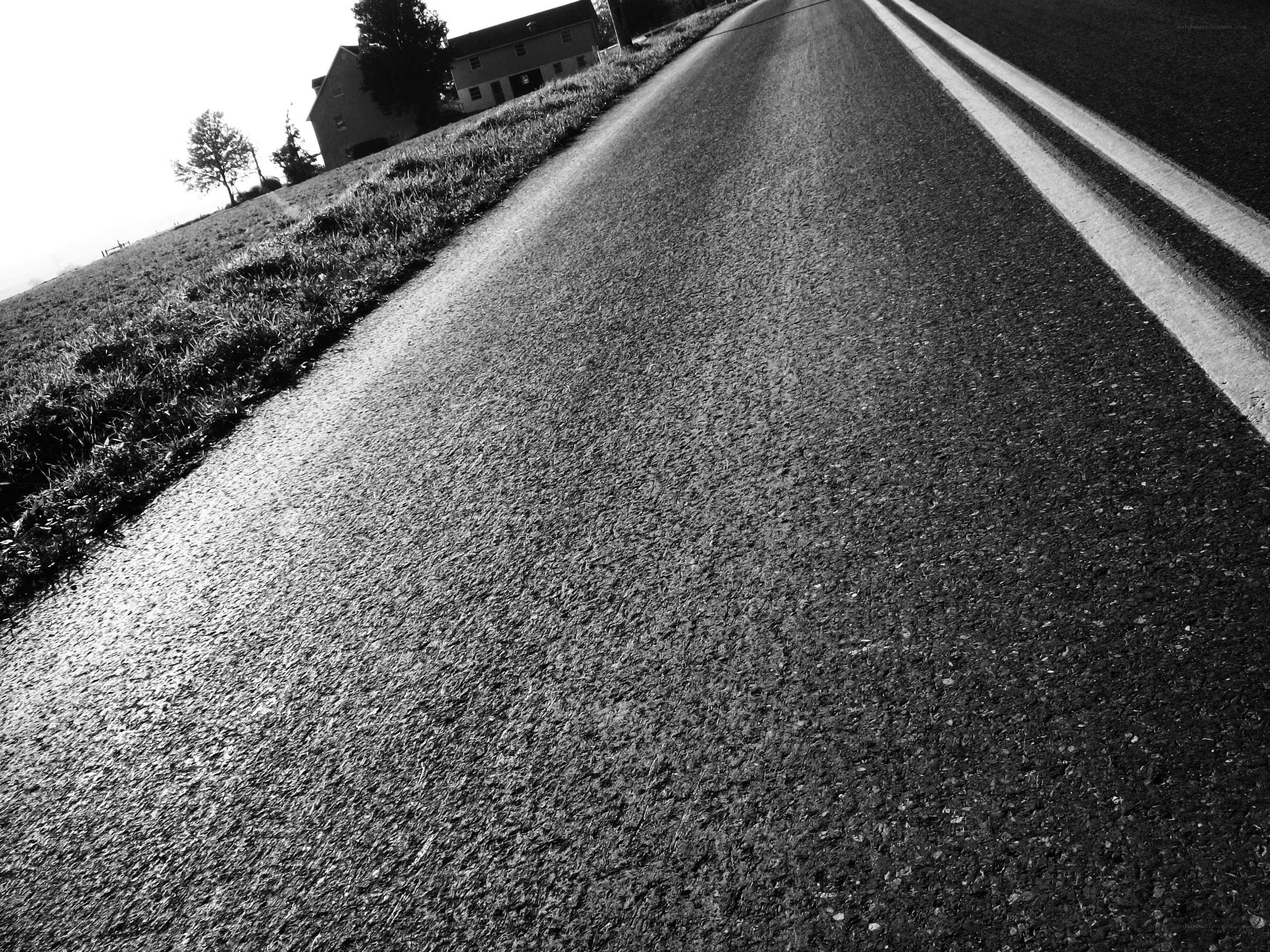 Empty road leading to houses