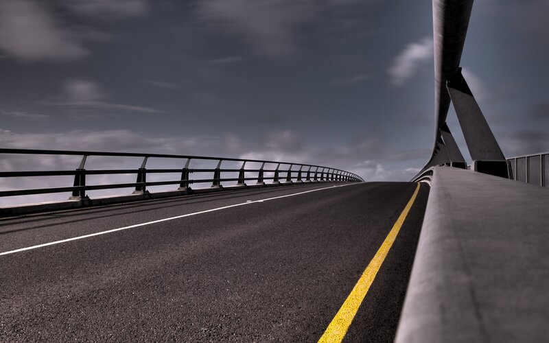 Empty road on a bridge