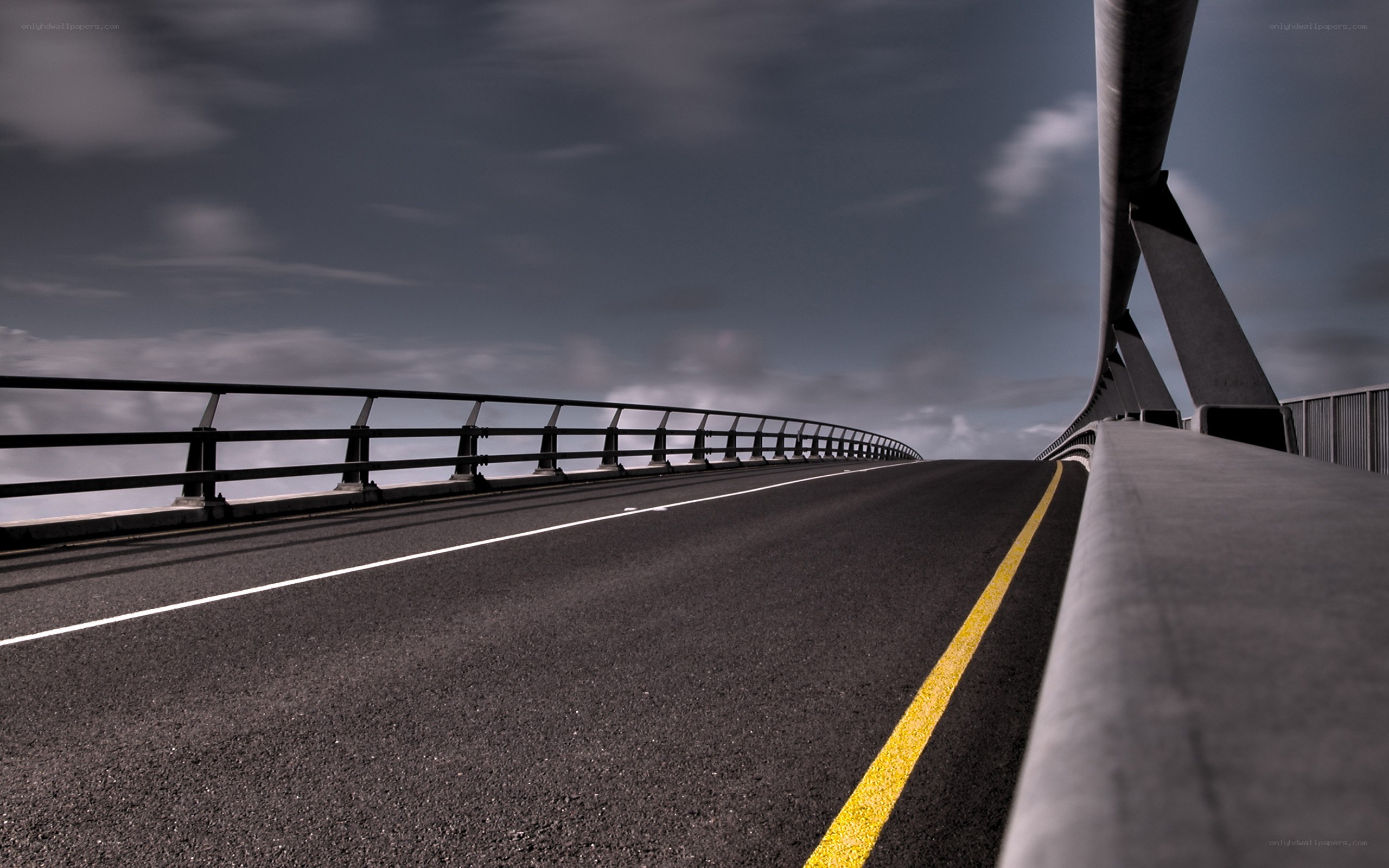 Empty road on a bridge