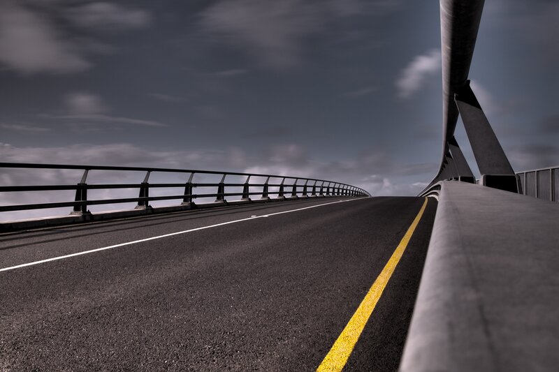 Empty road on a bridge