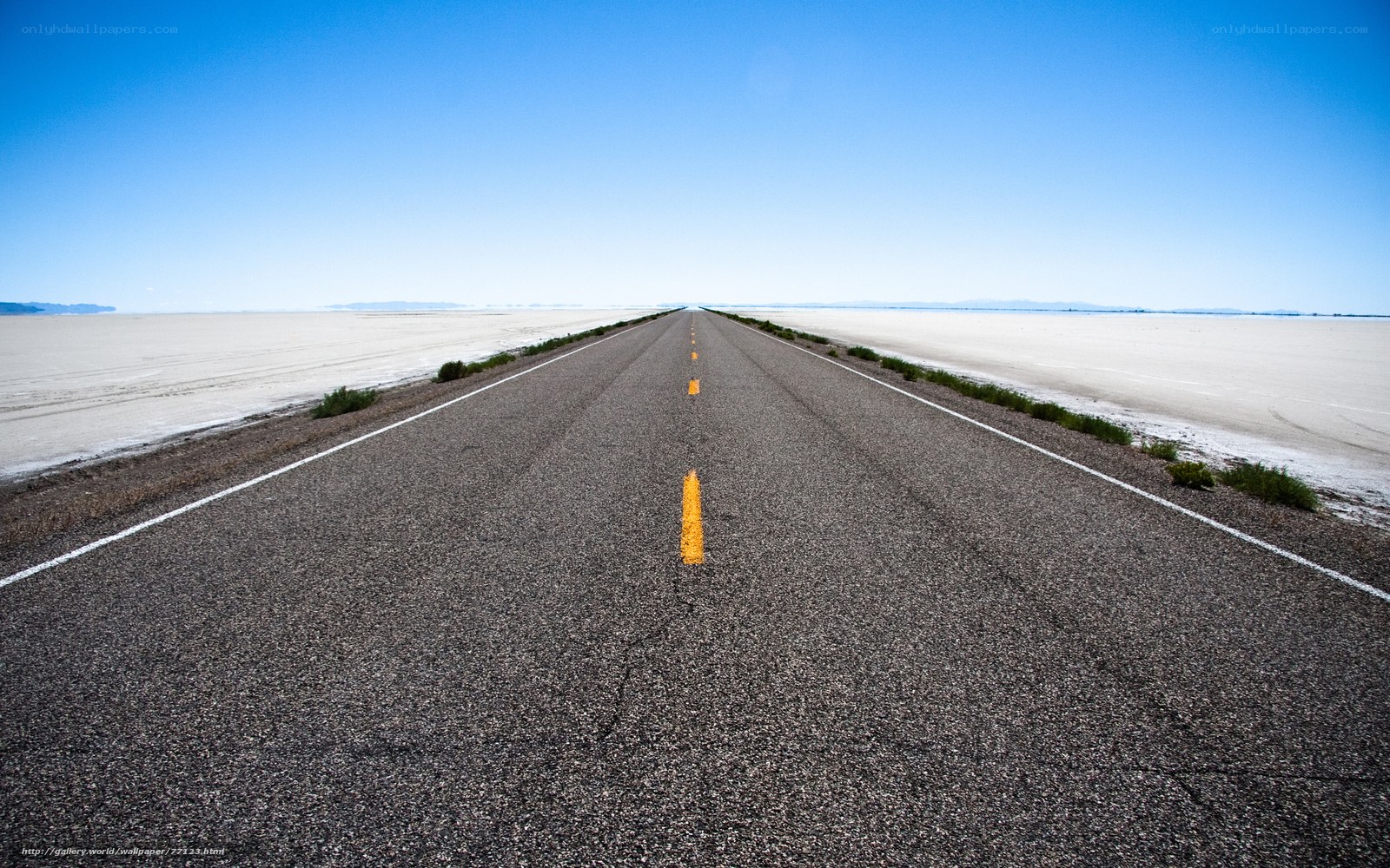 Empty road on salt flat