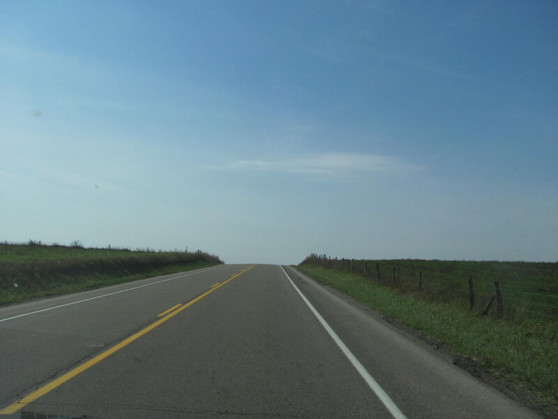 Empty Road Stretching Forward — Blue
