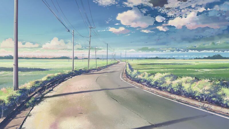 Empty Road Through Fields — Blue, Serene