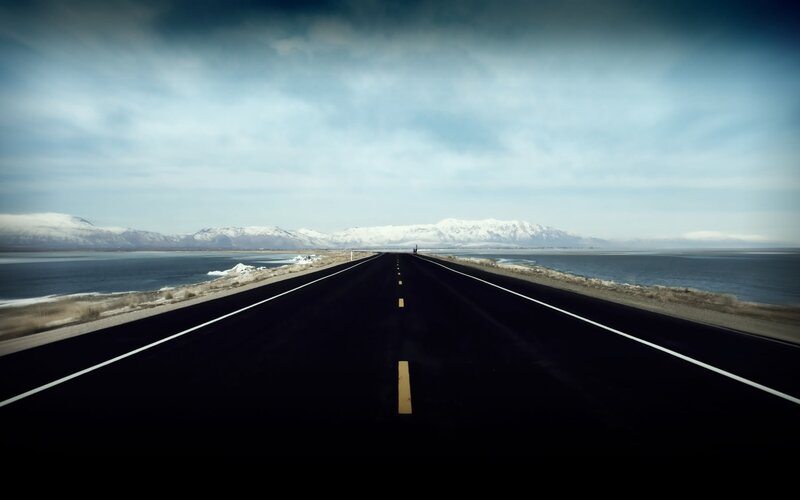 Empty Road to Mountains — Black