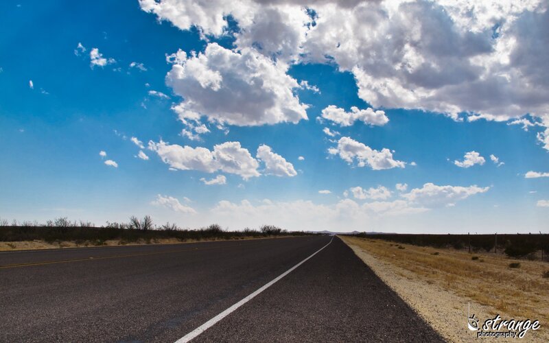 Empty Road under Clouds — Blue, Serene, Afternoon