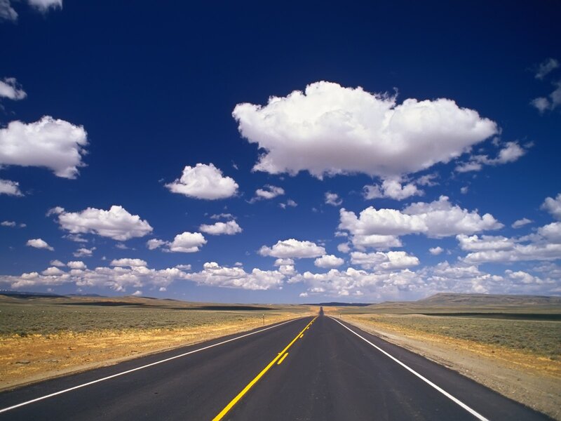 Empty Road under Clouds — Blue, Serene