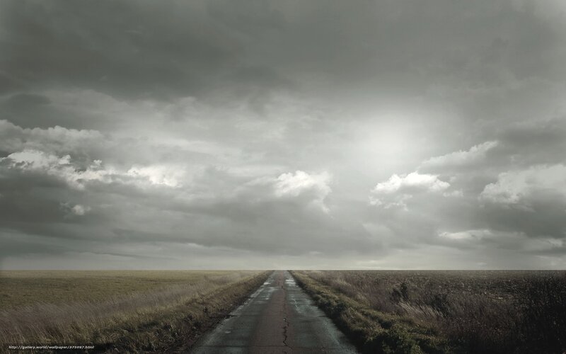 Empty Road under Cloudy Sky — Gray, Dramatic, Photograph