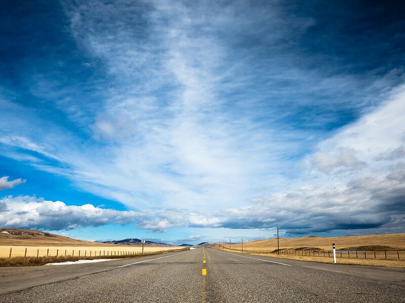 Empty Road under Sky — Blue, Open