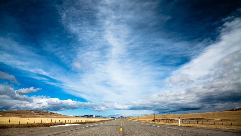 Empty Road under Sky — Blue