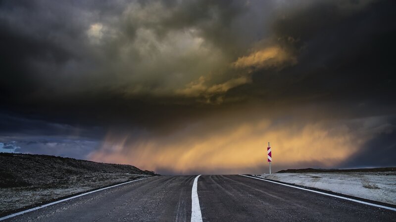 Empty Road under Storm