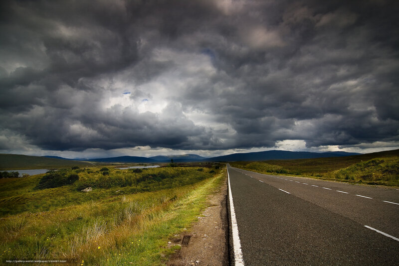 Empty Road under Stormy Sky — Gray