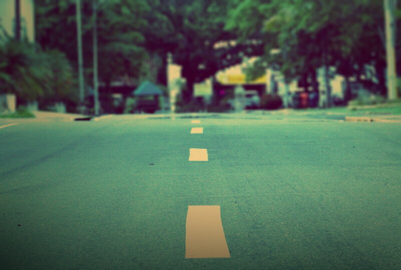 empty road with dashed line