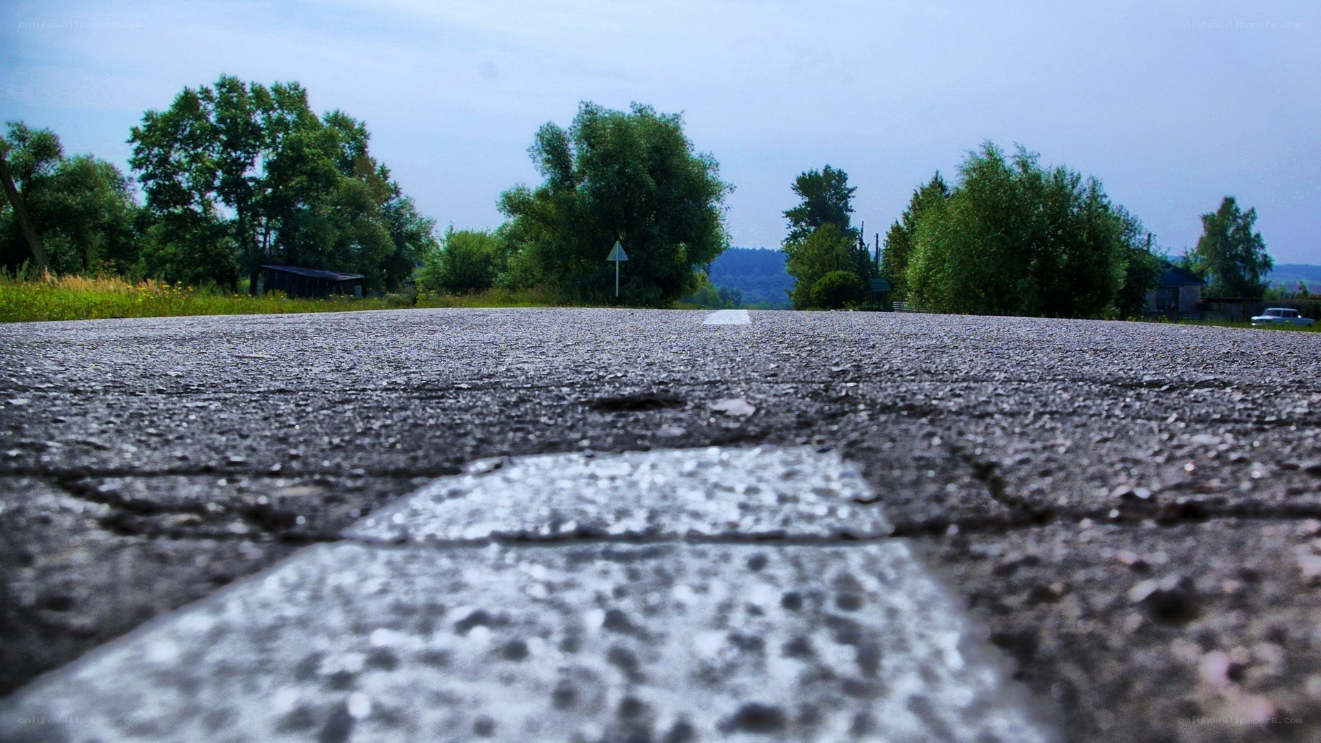 empty road with white lines